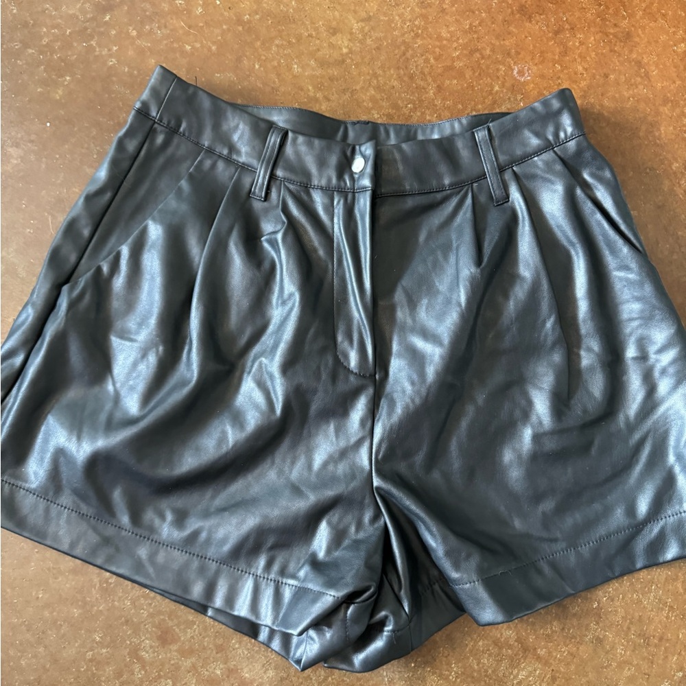 Faux Leather Black Shorts
